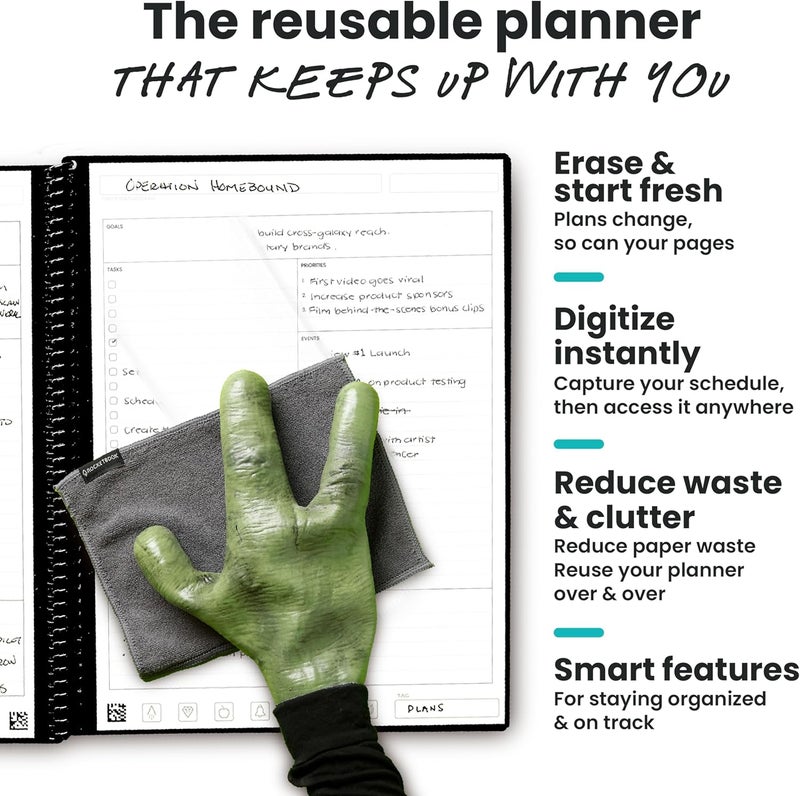 Rocketbook Flex Reusable Planner, Smart Undated, Daily, Weekly, Monthly, Annual Calendar Templates, Letter Size 8.5x11, Navy Blue (Pack of 1) - Image 4