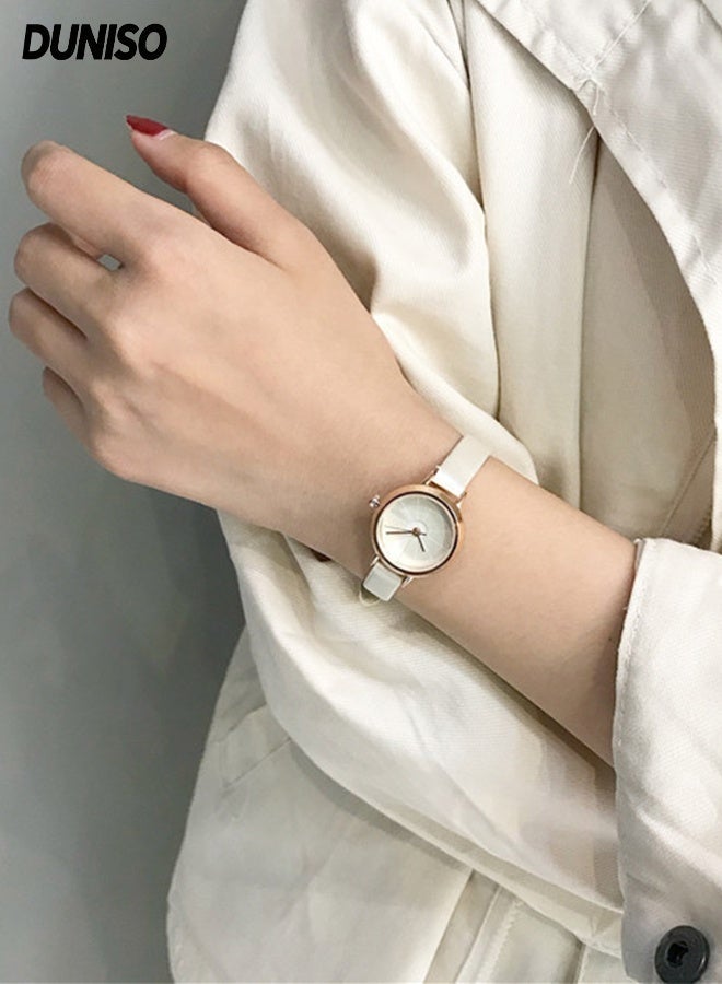 DUNISO Fashion  Ladies Wrist watch with White Dial, Adjustable Soft Strap (White) - Image 1