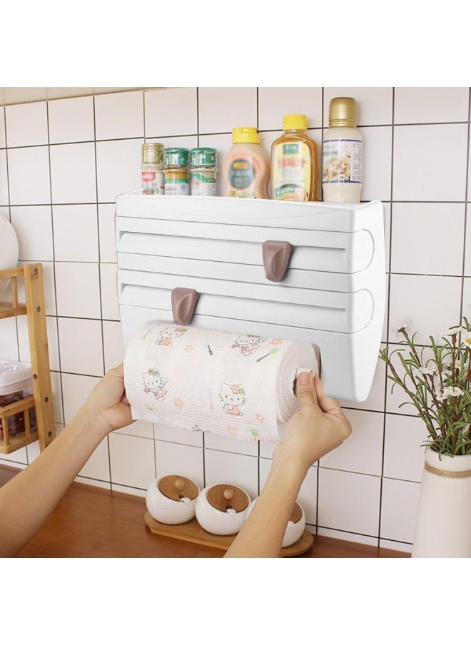 silvercnc - Paper Towel Holder, Wall-Mount Sauce Bottle Storage Rack Paper Towel Holder Preservative Film Dispenser(#1) - Image 1