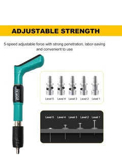 BONAI Nail Wall Fastening Tool, Manual Steel Concrete Nail gun, DIY Wood Working and Cement with Extra 30pcs Nails, 5 Speed, Stainless Handle, Green  - Image 5