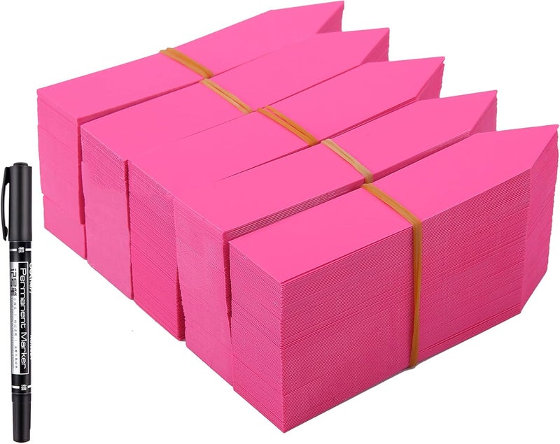 Mihey 1000 Pcs 4 Inch Garden Plant Labels, Plastic Nursery Tags Waterproof Pot Seed Markers, Pink - Image 1