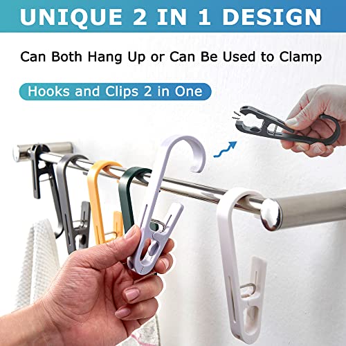 XoYoZo Laundry Hooks with Clips Hanger Closet Organizer Clamps Socks Boot Bras Towels for Bathroom Wardrobe Kitchen Office 4Pcs (Green) - Image 2