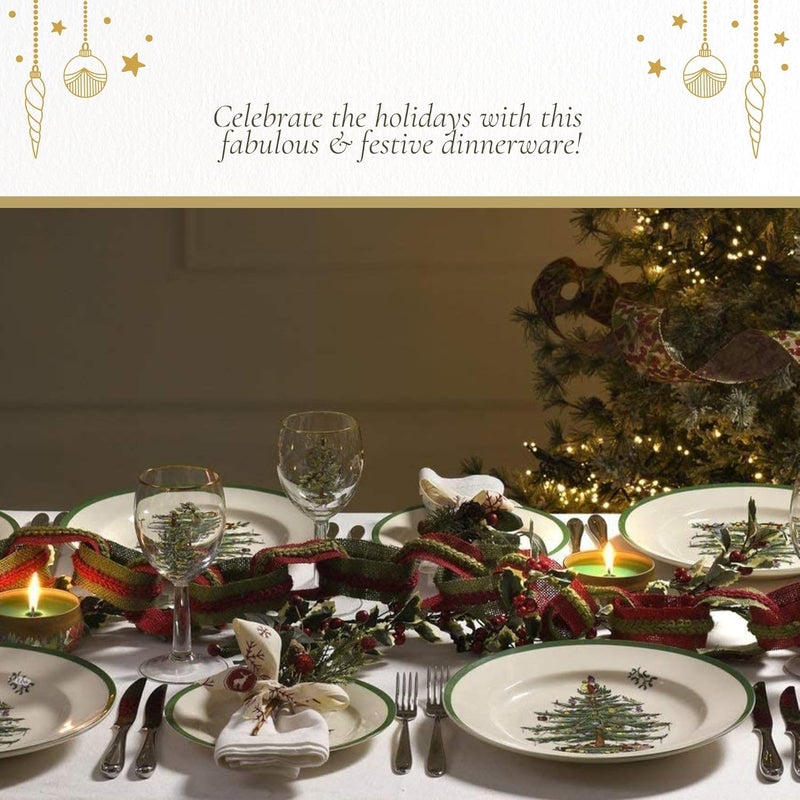 Spode Christmas Tree Round Platter  14Inch Holiday Serving Plate for Charcuterie Snacks Desserts  Classic Christmas Dinnerware with Green Accents  Dishwasher  Microwave Safe - Image 5