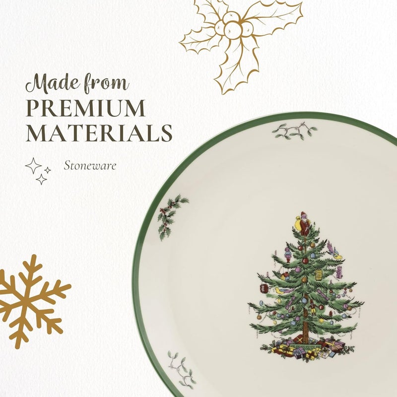 Spode Christmas Tree Round Platter  14Inch Holiday Serving Plate for Charcuterie Snacks Desserts  Classic Christmas Dinnerware with Green Accents  Dishwasher  Microwave Safe - Image 4