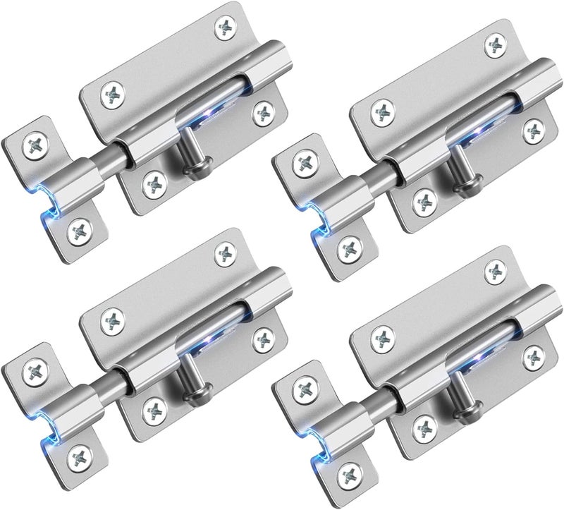 HELEMAN Door Security Slide Latch Lock, Keyless Entry Door Lock, Thickened Heavy Duty Steel Sliding Door Lock, Easy to Install Gate, Slide Latch Lock with 12 Screws - Image 1