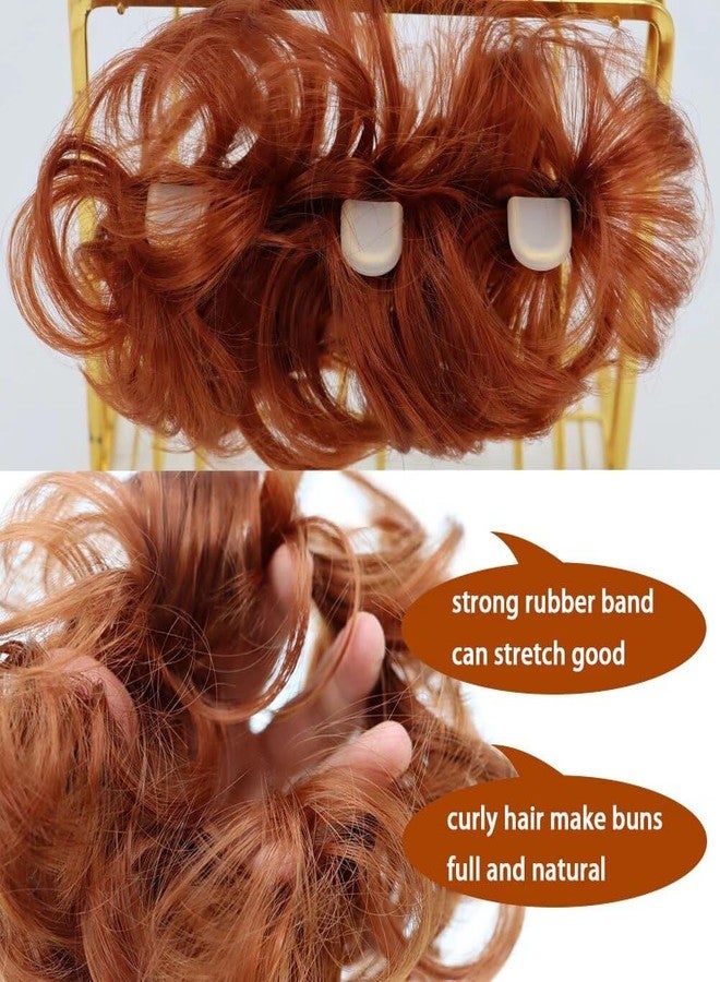 iLUU 2pcs Copper Red Messy Hair Bun Extensions Orange Red Synthetic Hair Scrunchie Scrunchy Updo Chignons Fire Color Hairpiece for Women Girl Lady Party Cosplay (#350) - Image 3