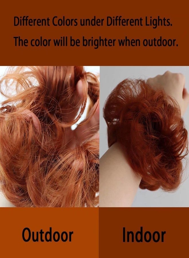 iLUU 2pcs Copper Red Messy Hair Bun Extensions Orange Red Synthetic Hair Scrunchie Scrunchy Updo Chignons Fire Color Hairpiece for Women Girl Lady Party Cosplay (#350) - Image 2