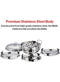 VINOD Stainless Steel Multi Kadai with 5 Plates - 26cm  - Image 3