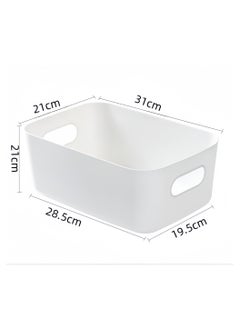 Beauenty 4 PCS/SET Storage Box Storage Bin Toy Baskets Food Storage Containers for Organizing Storage Basket Organizer with Handles for Kitchen Home Office Closet Nursery WHITE  (30.5*20.2*12cm)  - Image 2