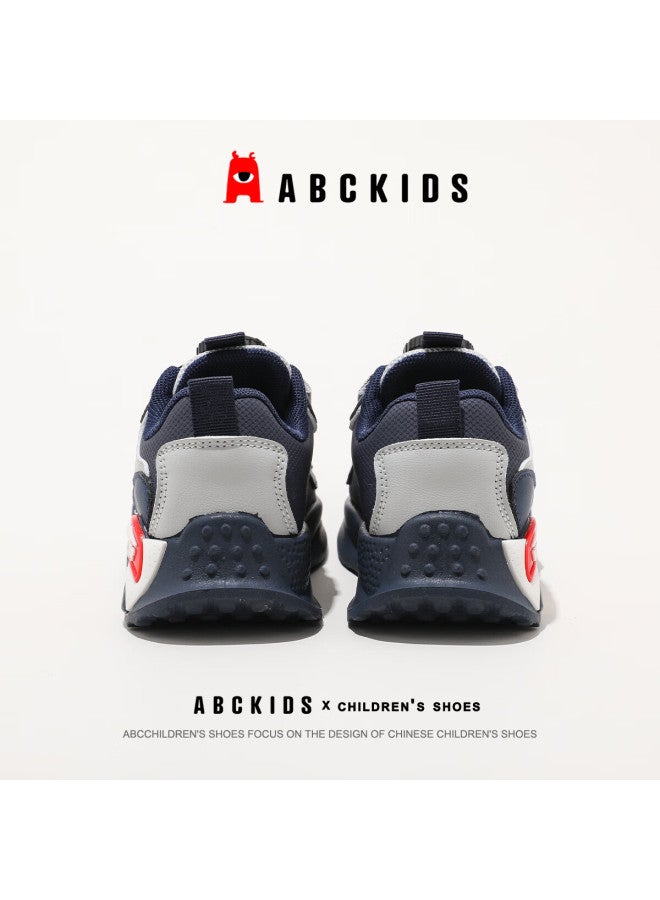 Abc Kids Children's Running Shoes Boys And Girls Breathable Twist Button Running Shoes Sy333603683py Dark Blue Red Size 34 - Image 3