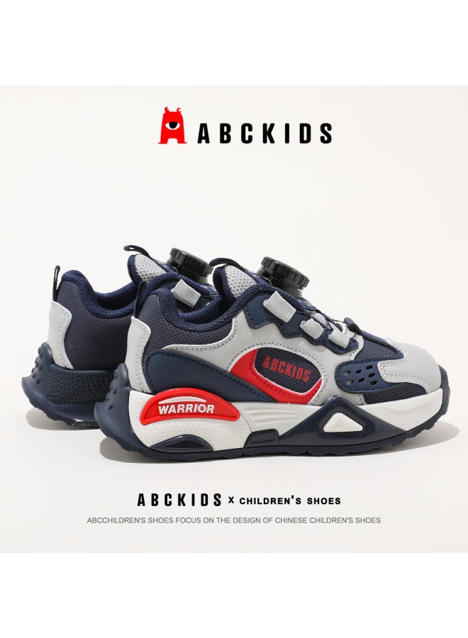 Abc Kids Children's Running Shoes Boys And Girls Breathable Twist Button Running Shoes Sy333603683py Dark Blue Red Size 34 - Image 4