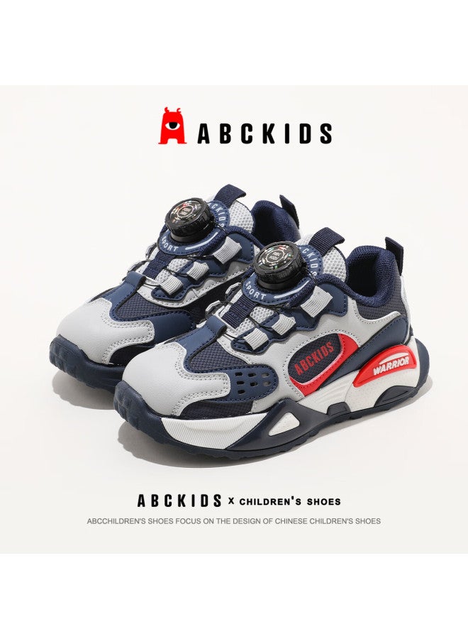 Abc Kids Children's Running Shoes Boys And Girls Breathable Twist Button Running Shoes Sy333603683py Dark Blue Red Size 34 - Image 2