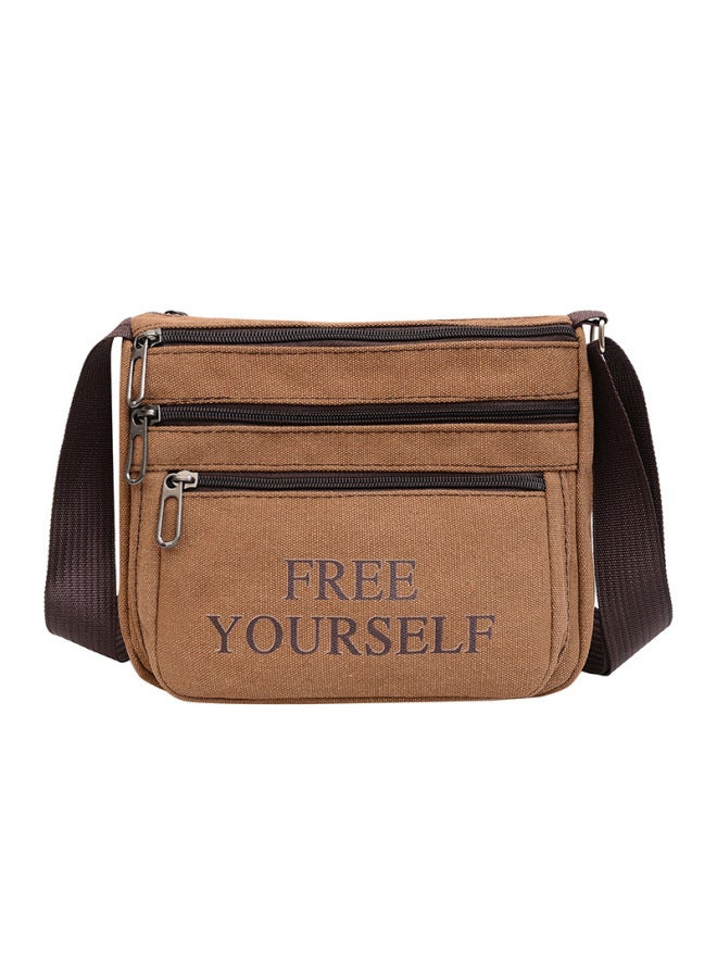 Business Bag Men's And Women's Nylon Wallet Canvas Charging Bag Cashier Shoulder Messenger Bag OxFord Cloth Bag Korean Style Shoulder Bag-Color:Multi-layered Letters Brown  - Image 1