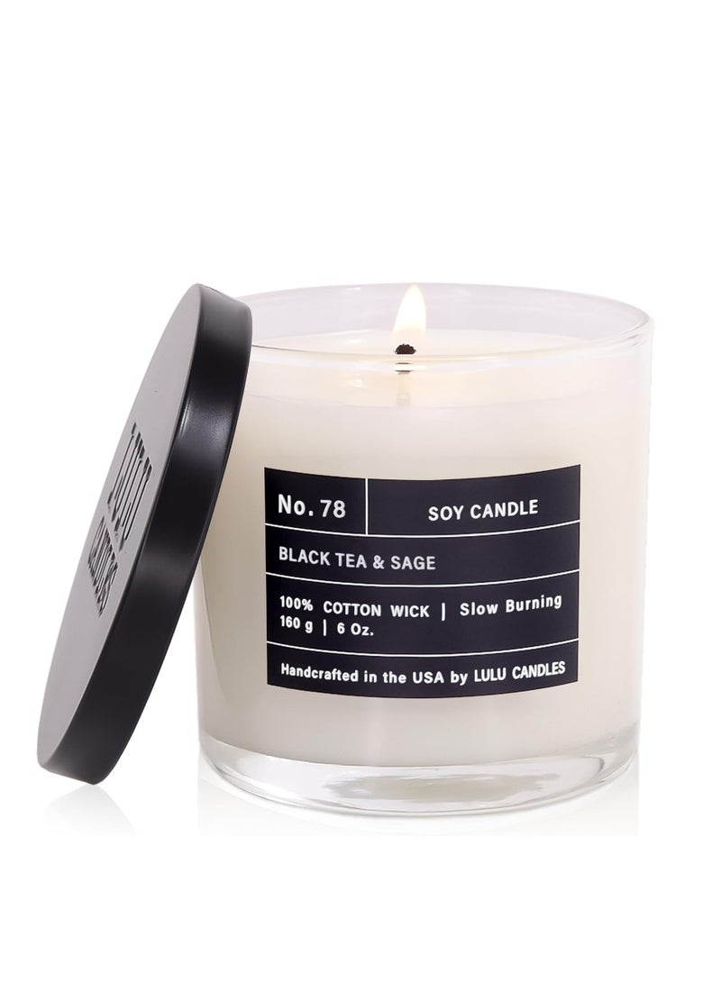 Lulu Candles Lulu Candles | Black Tea & Sage | Luxury Scented Soy Jar Candle | Hand Poured in The USA | Highly Scented & Long Lasting- 6 Oz. - Image 1