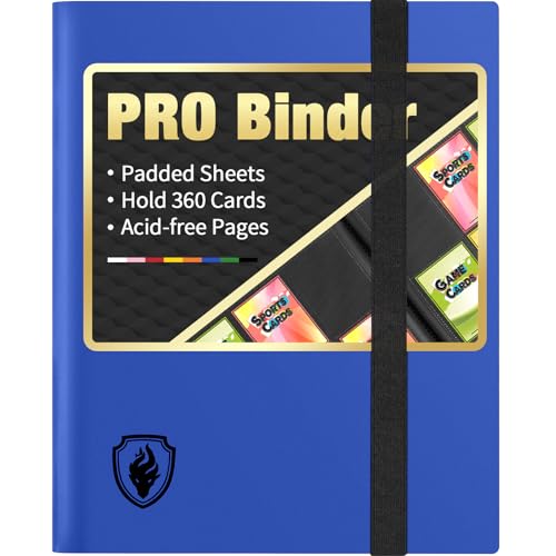 Fabmaker Heavy Duty Card Binder Fabmaker 9 Pocket Trading Card Binder Holds 360 Cards Sleek SideLoading Card Album Sturdy Card Collection Folder for Game Cards Sport Cards Blue - Image 1