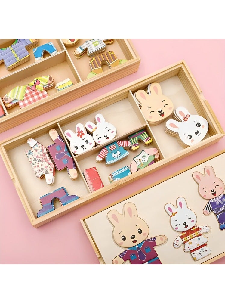 لعبة إبداعية لغز خشبي مصممة لتجميع أشكال الأرنب المختلفة للأطفال الصغار، أدوات دعم التعليم المبكر للآباء والمعلمين، ألوان وأنماط جذابة، صممت لتنمية المهارات الحركية والحسية من مونتيسوري، هدايا رائعة - Image 2