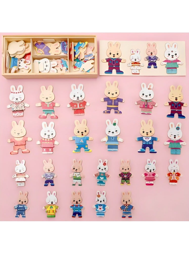 لعبة إبداعية لغز خشبي مصممة لتجميع أشكال الأرنب المختلفة للأطفال الصغار، أدوات دعم التعليم المبكر للآباء والمعلمين، ألوان وأنماط جذابة، صممت لتنمية المهارات الحركية والحسية من مونتيسوري، هدايا رائعة - Image 4