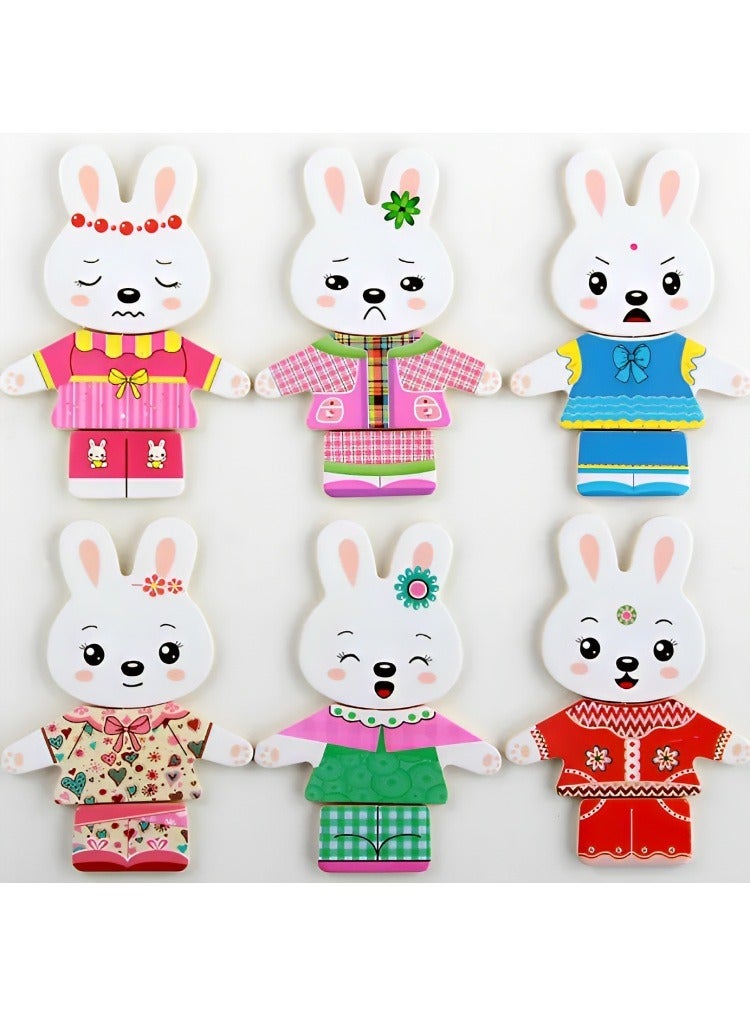 لعبة إبداعية لغز خشبي مصممة لتجميع أشكال الأرنب المختلفة للأطفال الصغار، أدوات دعم التعليم المبكر للآباء والمعلمين، ألوان وأنماط جذابة، صممت لتنمية المهارات الحركية والحسية من مونتيسوري، هدايا رائعة - Image 5