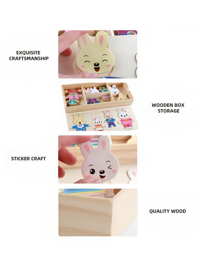 لعبة إبداعية لغز خشبي مصممة لتجميع أشكال الأرنب المختلفة للأطفال الصغار، أدوات دعم التعليم المبكر للآباء والمعلمين، ألوان وأنماط جذابة، صممت لتنمية المهارات الحركية والحسية من مونتيسوري، هدايا رائعة - Image 3