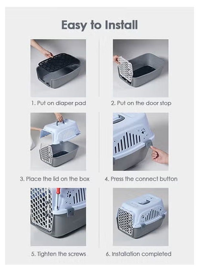 Bukela Pet Transport Crate, Hard-sided Puppy Carrier  With Front Door, Easy to Assemble, With Secure Side Buckle Construction, Travel Cat and Dog Crate for Quick Trips, 31 Cm*46 Cm*33 Cm - Image 3