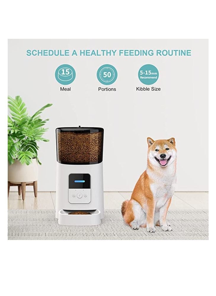 Automatic Cat Feeder,Wi-Fi Enabled Smart Pet Feeder for Cats and Dogs,Auto Dog Food Dispenser with Portion Control, Distribution Alarms and Voice Recorder Up to 15 Meals per Day
