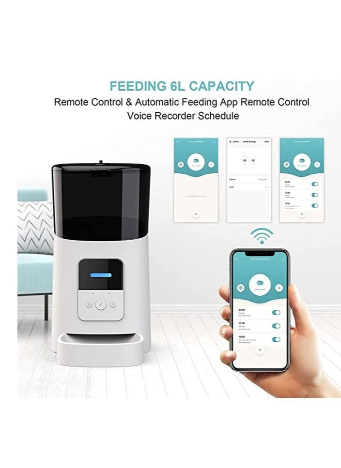 Automatic Cat Feeder,Wi-Fi Enabled Smart Pet Feeder for Cats and Dogs,Auto Dog Food Dispenser with Portion Control, Distribution Alarms and Voice Recorder Up to 15 Meals per Day
