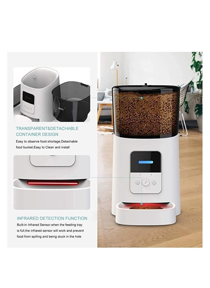 Automatic Cat Feeder,Wi-Fi Enabled Smart Pet Feeder for Cats and Dogs,Auto Dog Food Dispenser with Portion Control, Distribution Alarms and Voice Recorder Up to 15 Meals per Day