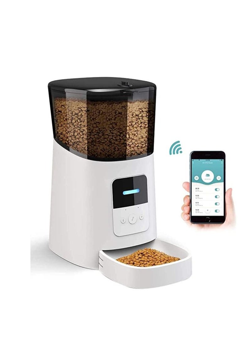Automatic Cat Feeder,Wi-Fi Enabled Smart Pet Feeder for Cats and Dogs,Auto Dog Food Dispenser with Portion Control, Distribution Alarms and Voice Recorder Up to 15 Meals per Day