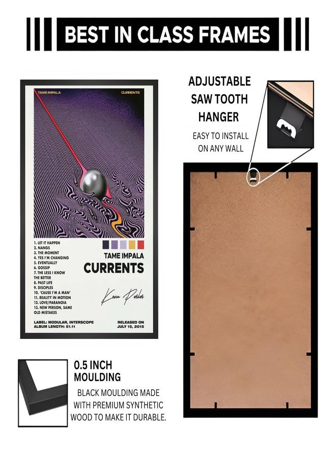 Vyopix ملصق فني مؤطر لتزيين الجدران، غلاف ألبوم موسيقى "Currents" لفرقة "Tame Impala" من تصميم Vyopix، ملصق مغلف بطبقة لامعة وغير لامعة مع إطار خشبي أسود بسمك 0.5 بوصة (غير لامع، 8 × 12 بوصة) - Image 4