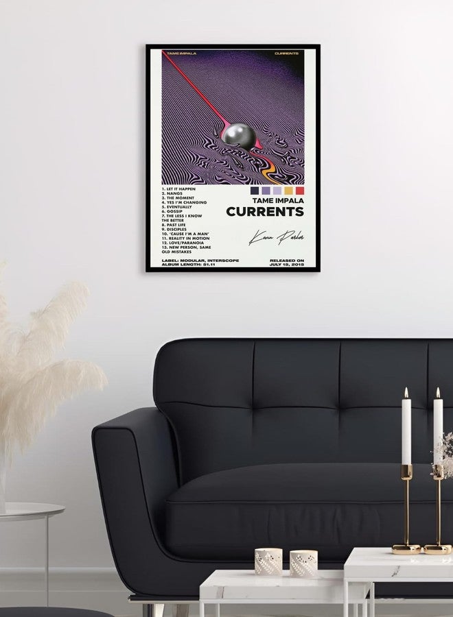 Vyopix ملصق فني مؤطر لتزيين الجدران، غلاف ألبوم موسيقى "Currents" لفرقة "Tame Impala" من تصميم Vyopix، ملصق مغلف بطبقة لامعة وغير لامعة مع إطار خشبي أسود بسمك 0.5 بوصة (غير لامع، 8 × 12 بوصة) - Image 2
