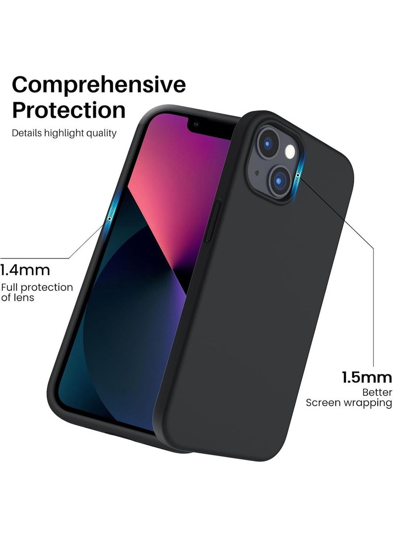 جراب سيليكون متوافق مع iPhone 13 Mini، حماية كاملة للجسم، جراب سيليكون سائل ناعم مضاد للصدمات لهاتف iPhone 13 Mini (2021) 5.4 (أسود) - Image 2