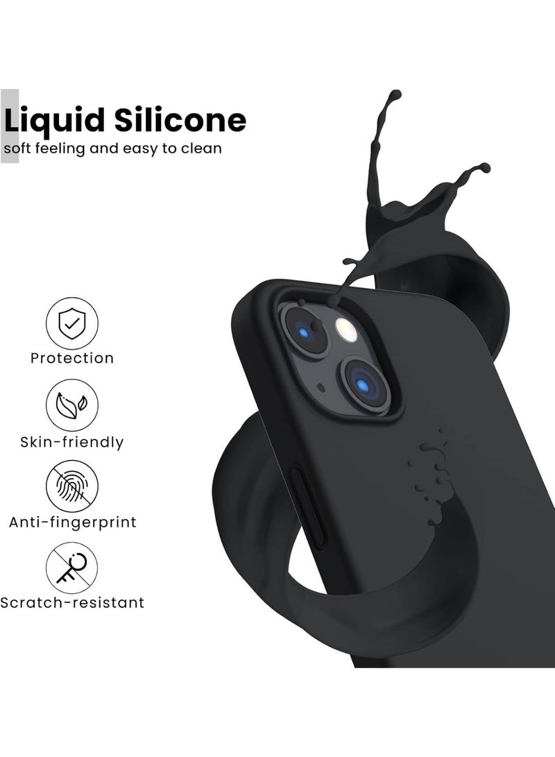 جراب سيليكون متوافق مع iPhone 13 Mini، حماية كاملة للجسم، جراب سيليكون سائل ناعم مضاد للصدمات لهاتف iPhone 13 Mini (2021) 5.4 (أسود) - Image 3