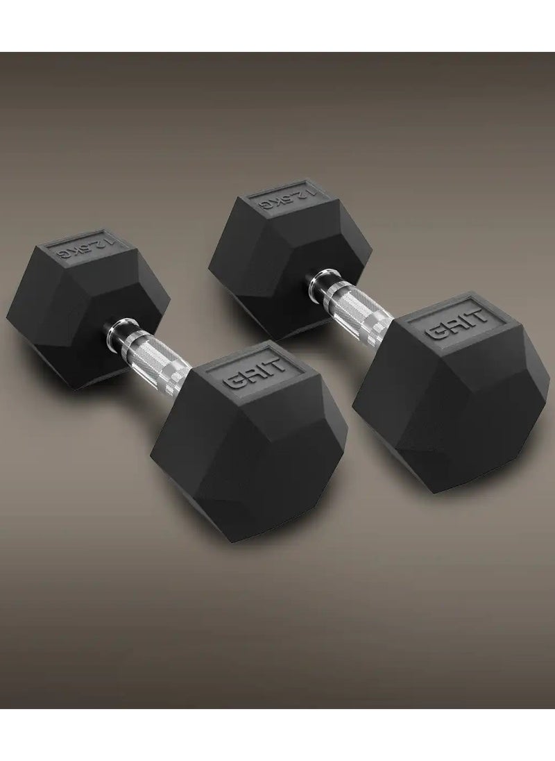 GRIT GRIT Hex Dumbbells - 12.5 kg Pair 