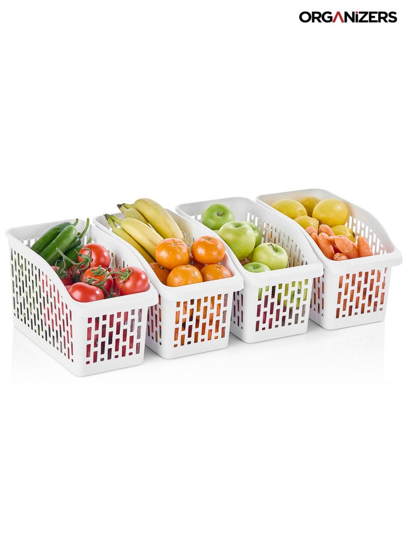 ORGANiZERS Set of Multi Purpose Plastic Storage Baskets 4 Pieces for Kitchen Bathroom and Office Organization - Image 1
