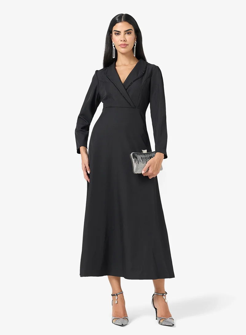 Khizana  Wrap Dress With Drop Waist Hem for Women | Best Price UAE