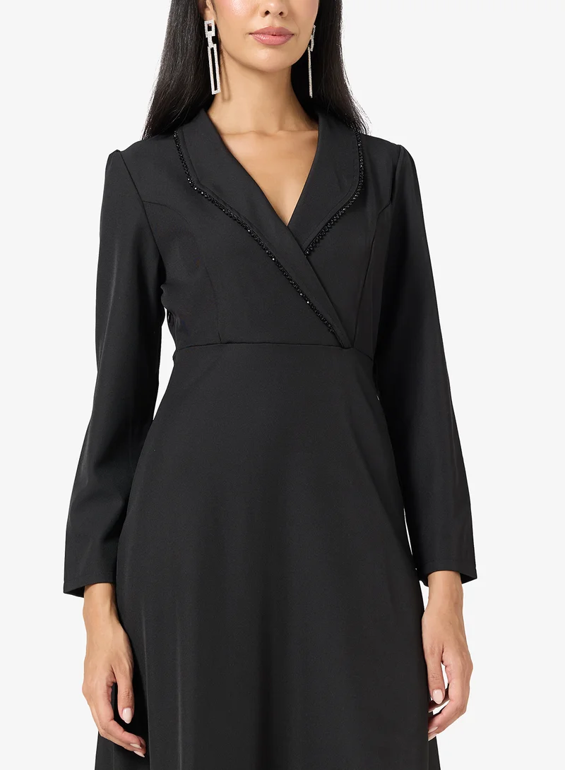 Khizana  Wrap Dress With Drop Waist Hem for Women | Best Price UAE