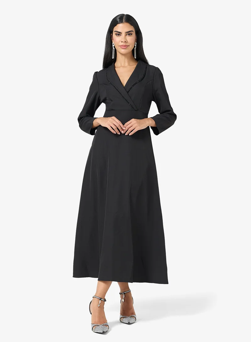 Wrap Dress With Drop Waist Hem