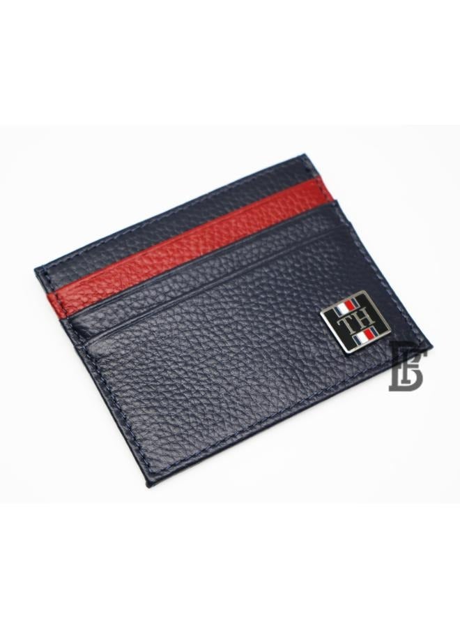 تومي هيلفيغر بلس مجموعة هدايا جلدية للرجال من Tommy Hilfiger Salto مكونة من محفظة + حافظة بطاقات + قاعدة مفتاح - أزرق/أزرق+أزرق/أسود  - Image 3