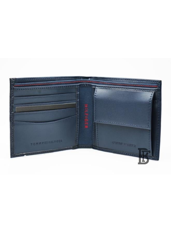 مجموعة هدايا جلدية للرجال من Tommy Hilfiger Salto مكونة من محفظة + حافظة بطاقات + قاعدة مفتاح - أزرق/أزرق+أزرق/أسود