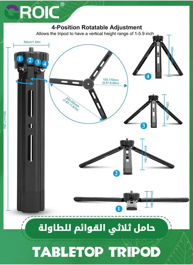 GROIC Mini Tripod Rotatable 4-Level Adjustable Tabletop Tripod Handle Grip for Osmo Mobile, DJI Ronin, Weebill, Crane, Vimble 2, Smooth, Camera, Phone, Webcam, Projector, Gimbal Stabilizers  - Image 2