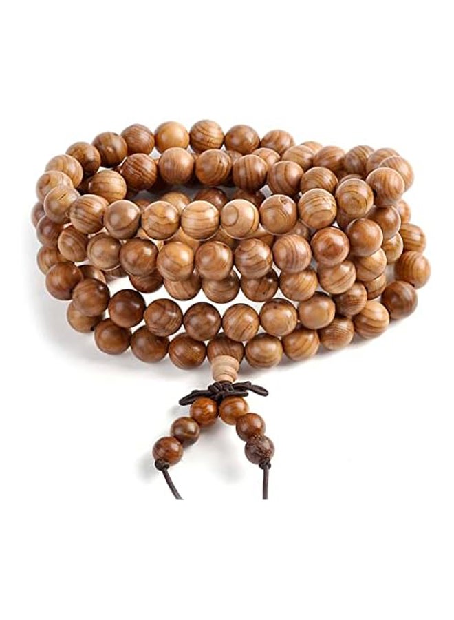 Top Plaza Unisex 108 Natural Wood 6mm 8mm Beads Bracelet Buddhist Rosary Mala Necklace(8mm Sandalwood Duobao) - Image 1
