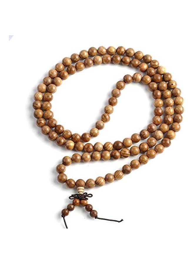 Top Plaza Unisex 108 Natural Wood 6mm 8mm Beads Bracelet Buddhist Rosary Mala Necklace(8mm Sandalwood Duobao) - Image 2