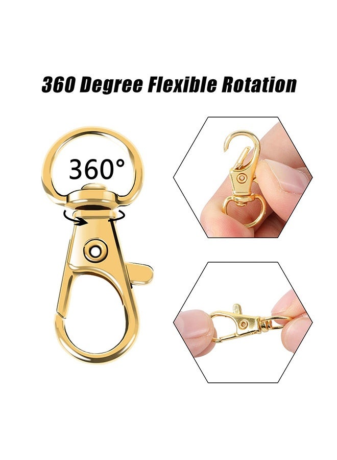 Peachjoy 100PCS Gold Swivel Clasps Lanyard Snap Hooks with Key Rings, Key Chain Clip Hooks Lobster Claw Clasps for Keychains Jewelry DIY Crafts (Swivel Clasps+Key Rings) - Image 2