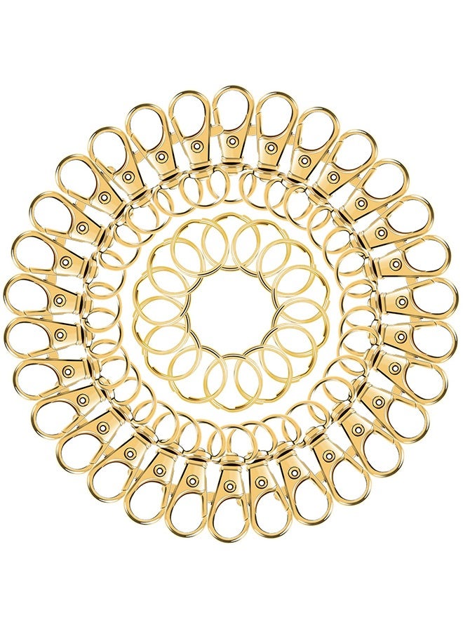 Peachjoy 100PCS Gold Swivel Clasps Lanyard Snap Hooks with Key Rings, Key Chain Clip Hooks Lobster Claw Clasps for Keychains Jewelry DIY Crafts (Swivel Clasps+Key Rings) - Image 3
