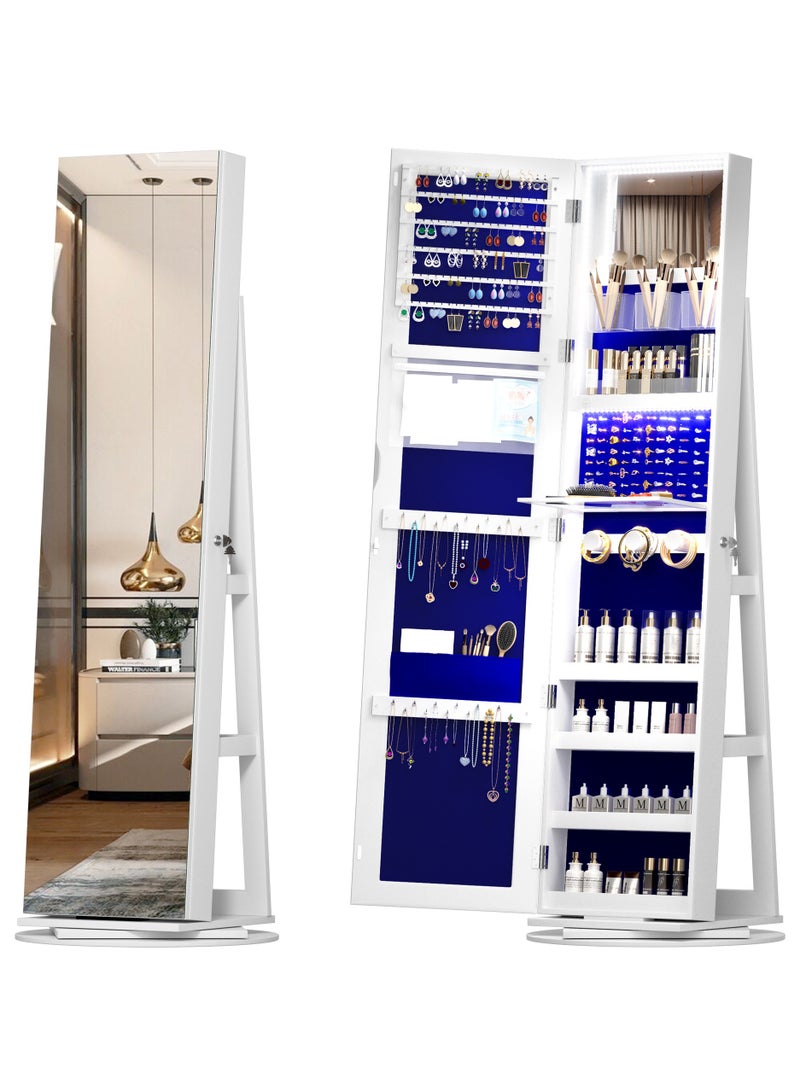 CityRiya-Long Full Length Mirror, Mirror Jewelry Cabinet, Jewelry Armoire Organizer Mirror, LED Jewelry Cosmetic Dressing Mirror Wall-Mount, Jewelry Makeup Storage Organizer, Floor Mirror  - Image 1