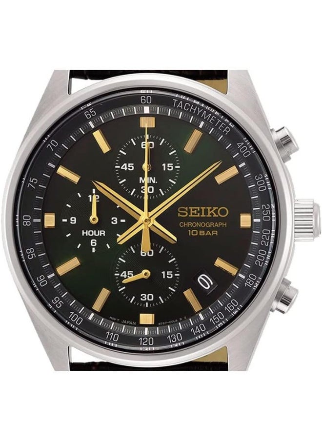 Seiko Seiko Men's Watch with Leather Strap SSB385P1  - Image 2