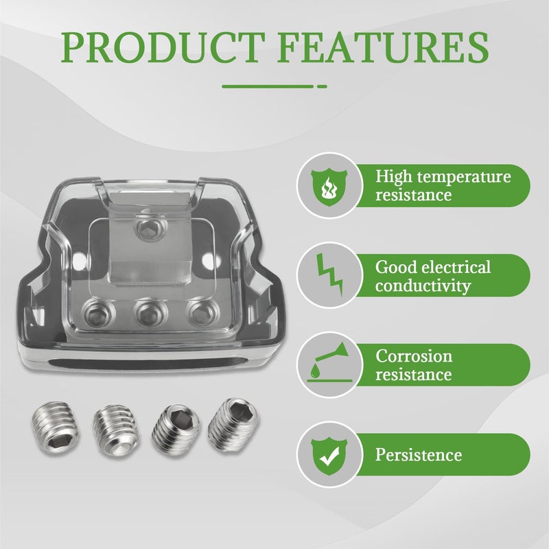BOJACK 3 Way Power Distribution Connecting Block 1x0/2/4 Gauge Input 3x4/8 Gauge Output Power Distribution Block for Car Amplifier Audio Splitter - Image 5