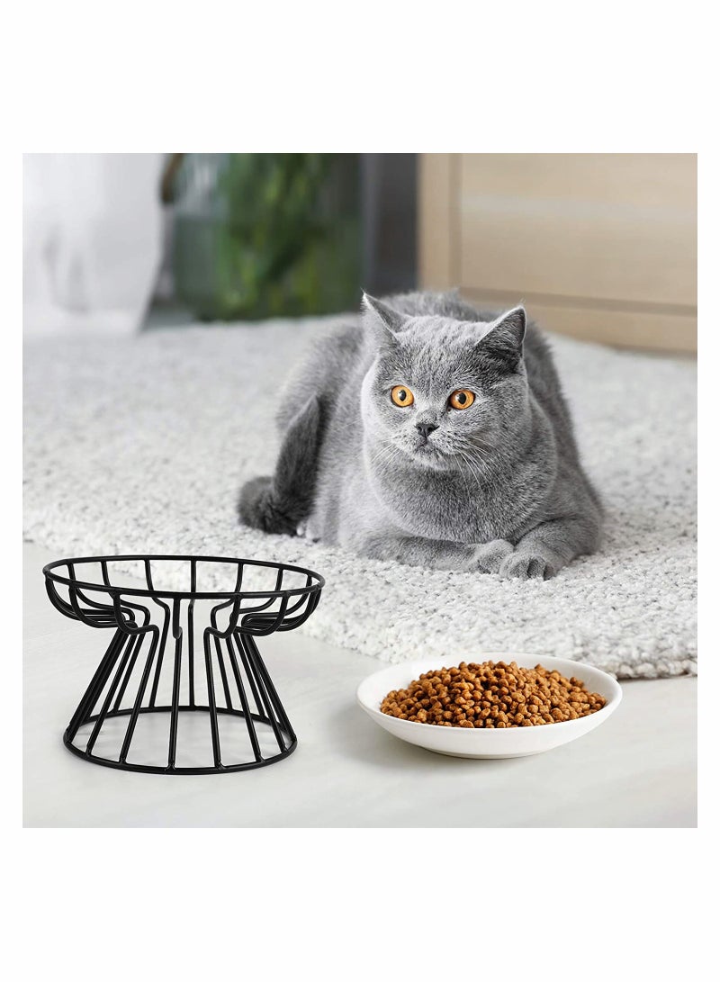 Zikra Pet Feeding Dish with Stand Ceramic Cat Bowl Raised Puppy Kitten Food Dispenser for Home - Image 2