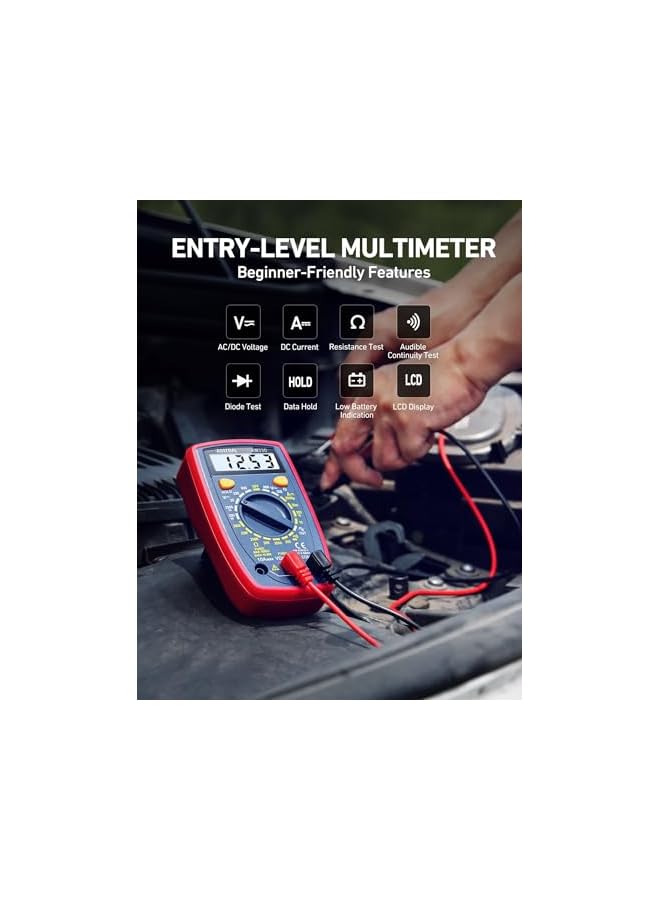 AstroAI أسترو إيه آي مقياس رقمي متعدد الفولت متر أوم متر أمبير متر متعدد الاختبار مع شاشة LCD مضاءة خلفياً - Image 2