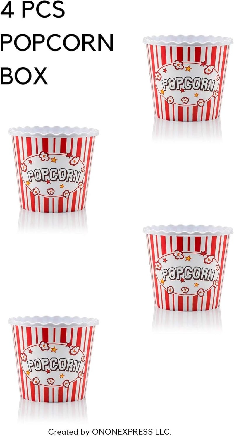 ONONEXPRESS Modern Style Reusable Plastic Popcorn BoxPopcorn ContainersPopcorn Bowls Set for Movie Theater Night  BPA Free  RedWhite 4 Pack75 oz - Image 5